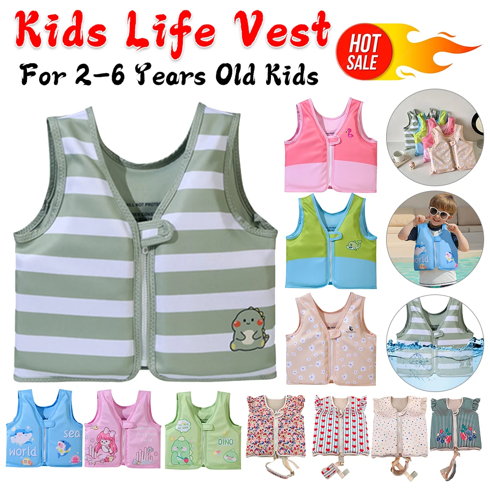 Summer Baby Swimsuit Sun Protection Vest Unisex Children's Swimming Aid Buoyancy Vest Floatation Jackets for Ages 2-6 Kids