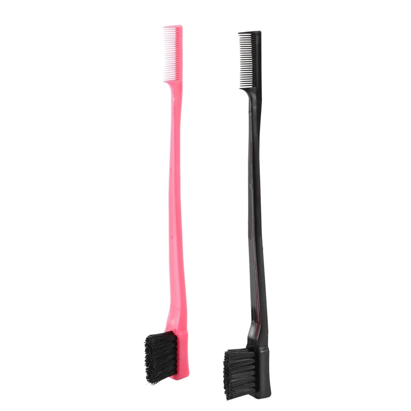 

Double Sided Edge Control Hair Brush Comb Combo Pack 4 Pieces Pink And Black