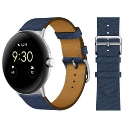 Premium Leather Smartwatch Strap and Bracelet Accessories for pixel watch band (Royal blue)