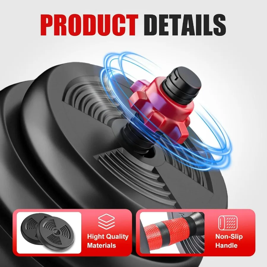 Adjustable Dumbbell Set,44 lbs Free Weight Set with Connector, Convertible Dumbbell, Barbell, Push-up, Home Gym Fitness Weight f