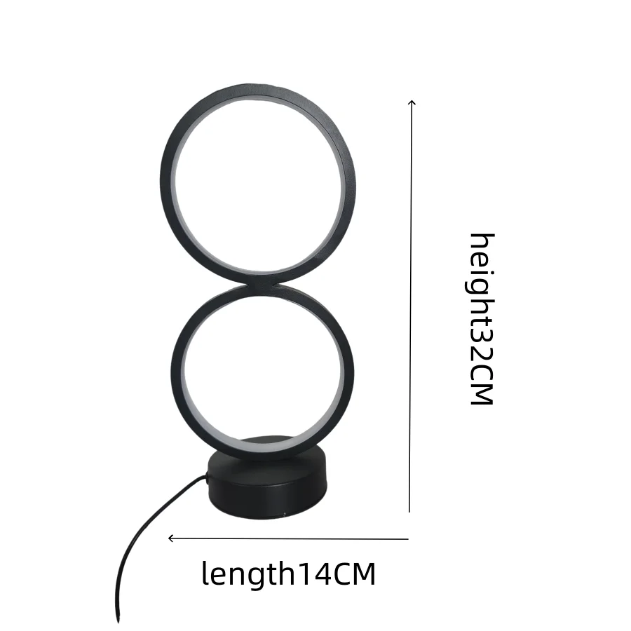 1PC RGB 이중 원형 LED 테이블 램프, 리모컨으로 색상 변경 가능한 무드등, 파티 게임룸용 모던 나이트스탠드 램프