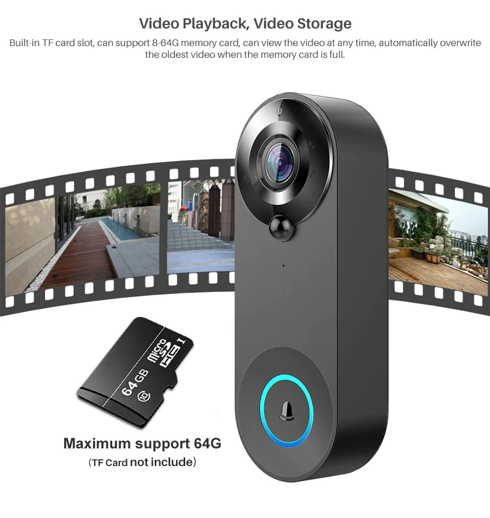 WiFi Video Doorbell 1080P Tuya Smart Wireless Doorbell Night Vision Home Securit