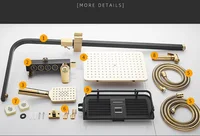 ก๊อกน้ำอ่างอาบน้ำ IProSan แบบร้อนเย็น ก๊อกน้ำห้องน้ำแบบเทอร์โมสตัท รูปทรงสี่เหลี่ยม สีดำทอง ชุดฝักบัวอาบน้ำ รุ่น 8272-1 3