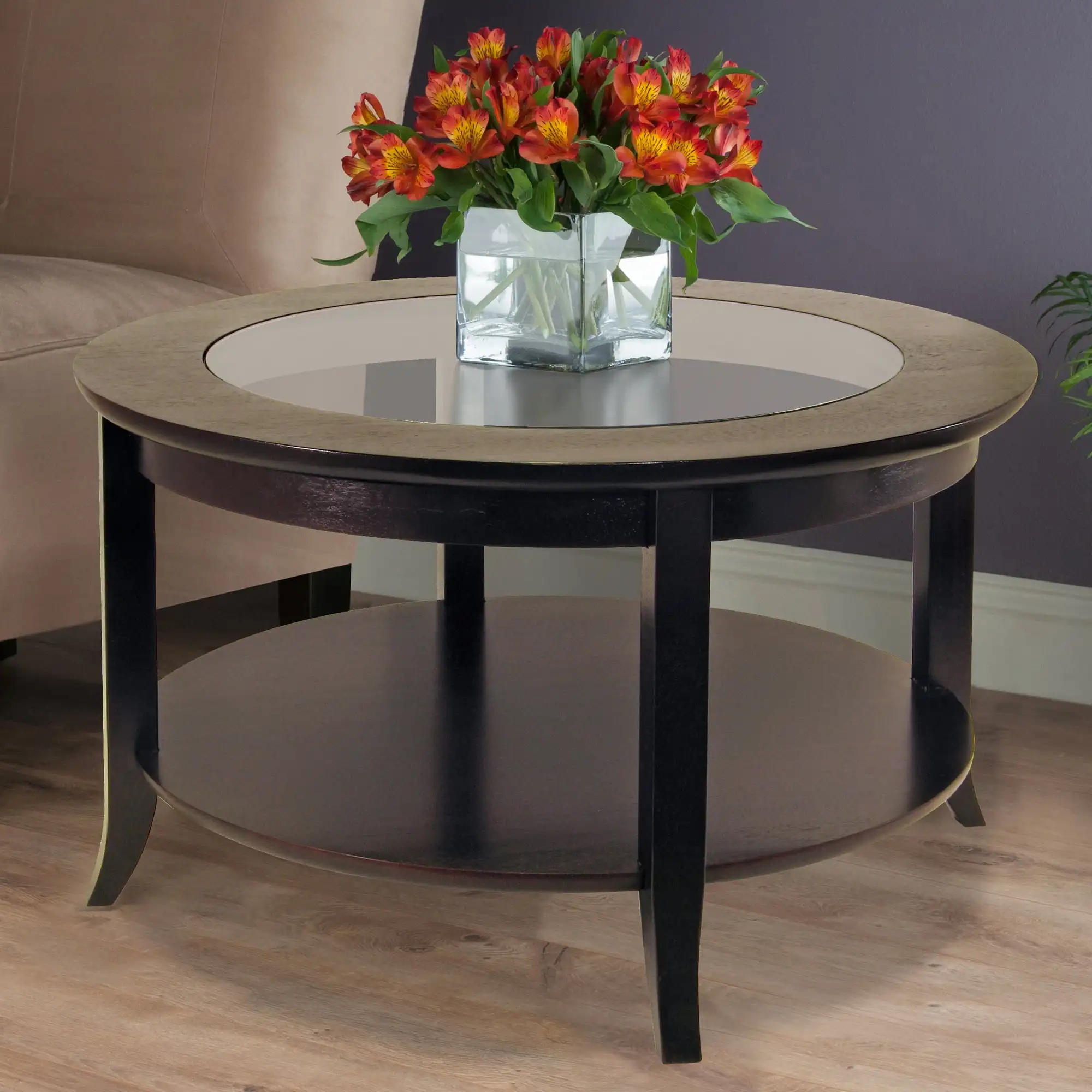 

Winsome Wood Genoa Round Coffee Table with Glass Top, Espresso Finish