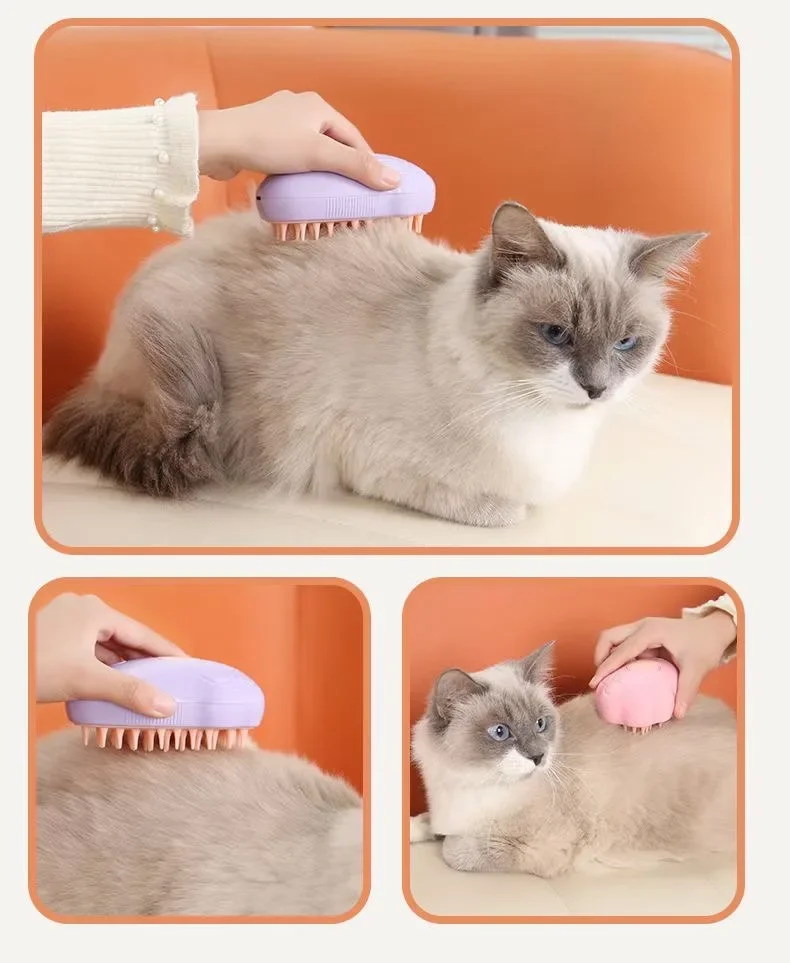 USB Rechargeable Pet Spray Comb 3in1 Electric Soft Silicone Dog Steam Brush Cat Massage Brush Hair Removal Comb Pet Grooming pet clipper dog hair trimmer pet hair trimmer dog clipper