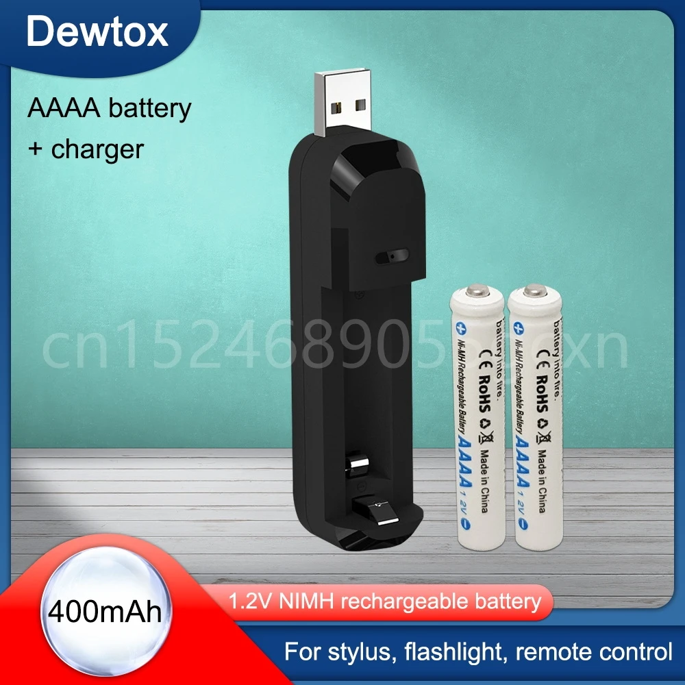 Batteria Ricaricabile Aaaa Da 1.2V 400Mah Per Stilo Dell, Penna Di Superficie, Sveglie, Torce Elettriche + Caricabatteria Aaaa Ni-Mh