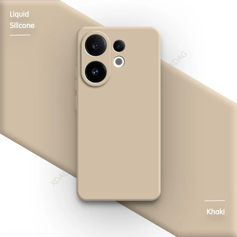 Lens Protection Original Phone Case - Soft Square Liquid Silicone Dual Layer Back Cover