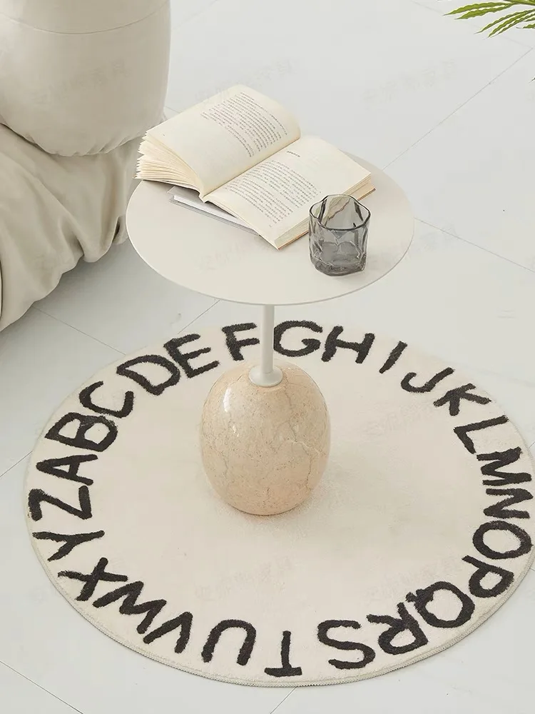 Denmark Design Nordic Marble Cream Wind Small Tea Table Living Room Sofa Round a few Corners a Few Head of a Bed Round Table