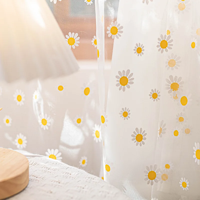 

French country double-layer gauze curtain with small daisy and opaque white gauze lace curtain for bedroom Bed and Breakfast