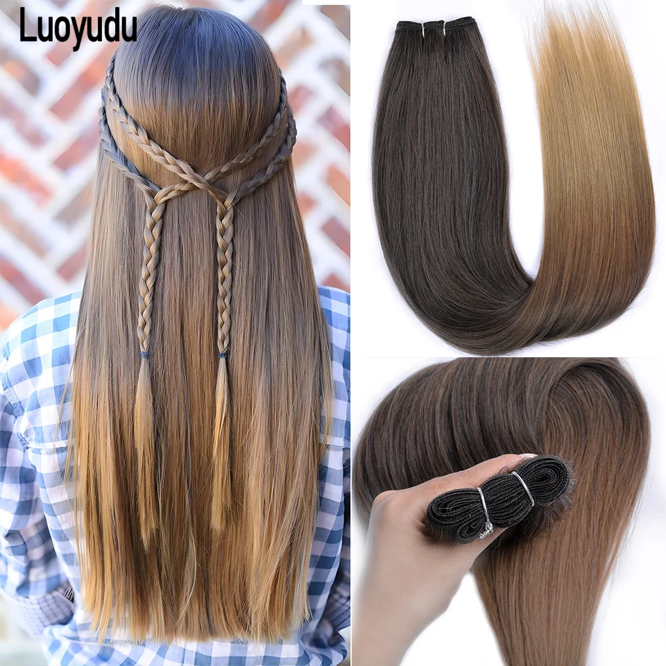 Bone Straight Hair Bundles Salon Smooth Hair Extensions High Temperature Super Long Synthetic Yaki Straight Weaving