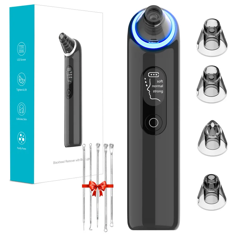 New Blackhead Remover Blue Light Face Cleaner Vibrating Acne Cleanser Vacuum remove oil makeup lcd screen mode