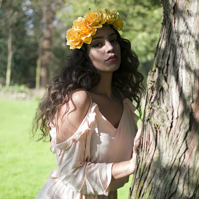 Rose Holiday Crown Festival Headbands Hippie Flower Headpiece Rose Flower Leave Crown Bridal Halo Headband Photography props