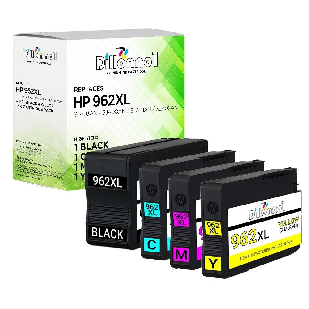 4Pk 962Xl #962 Inchiostro Per Hp Officejet Pro 9010 9015 9018 9020 9025 All-In-One