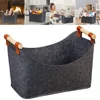 45 X 32 X 40 Cm 57 L Firewood Box Felt Basket with Wooden Handles Large Capacity Foldable Wood Basket for Fireplace & Wood Stove 3