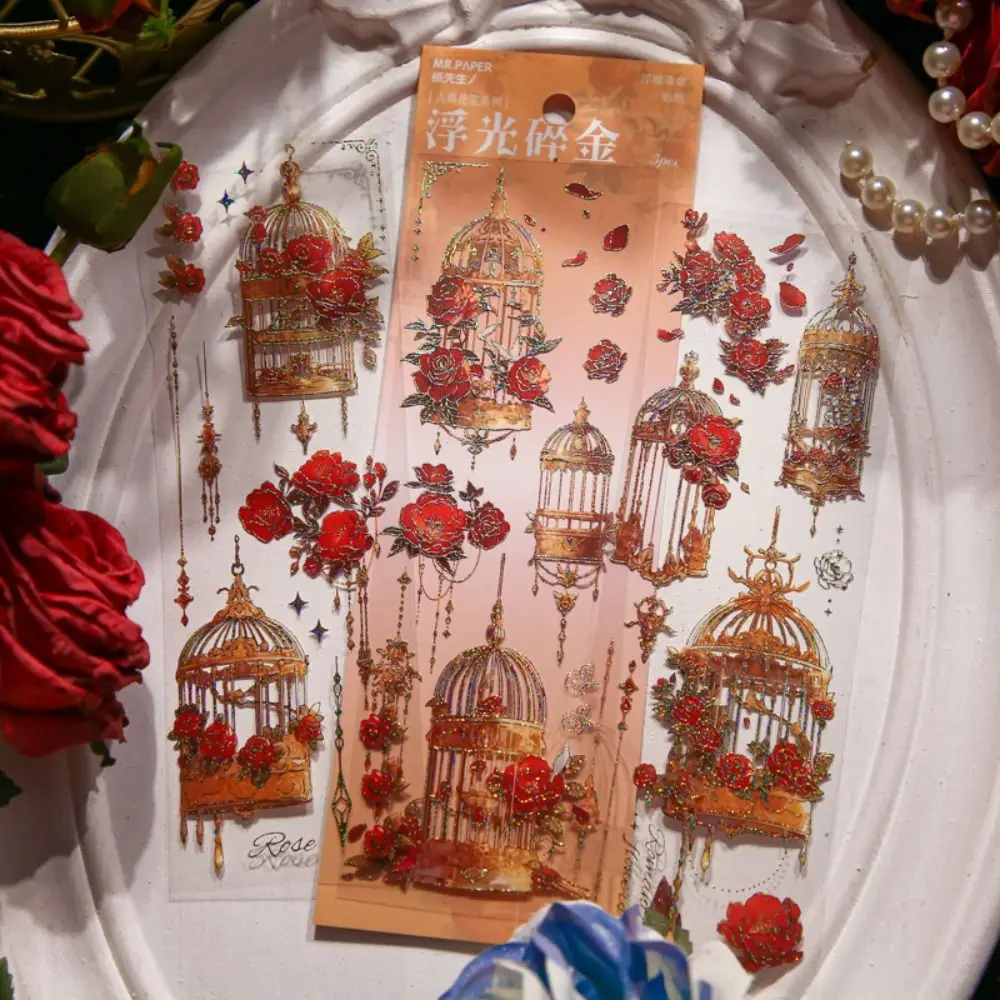 

DIY ремесла серия клеток цветов наклейка Bling декоративная голографическая лазерная наклейка ПВХ блестящая эстетика коллаж наклейки Goo Card