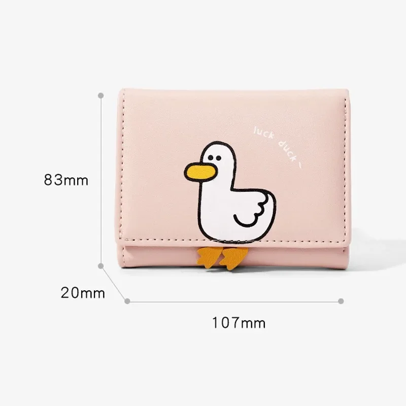 Creative Cartoon Duck Design Women's Wallet PU Leather Bank Card Holder Short Fold Wallets Cash Clip Women's Purses 6