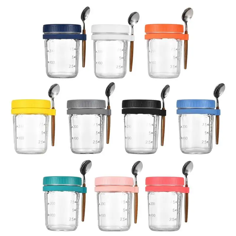 Reusable Overnight Oats Jars Container With Lid And Spoon Oatmeal Salad Jars  Smoothie Prep Containers Cups