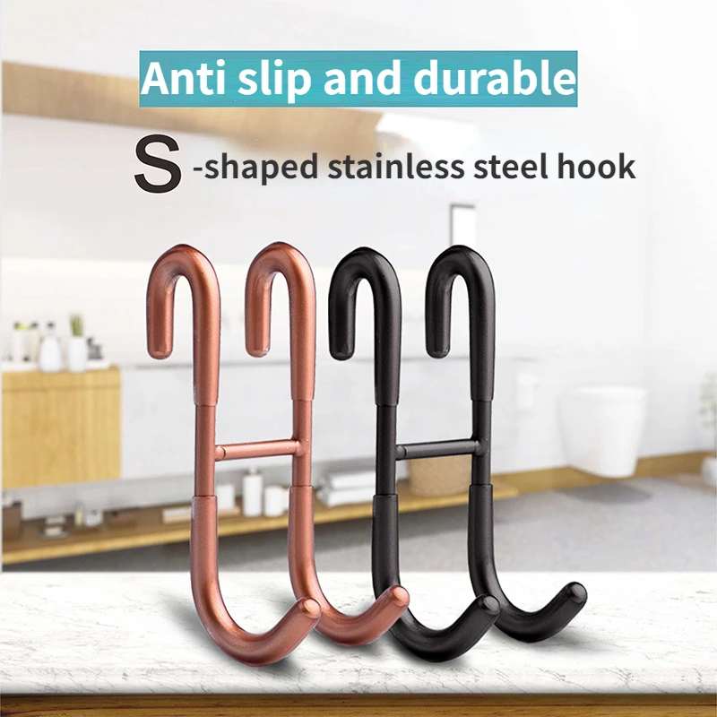 

S-Shapes Shower Hook 304 Stainless Steel Glass Door Shower Hook Towel Rack Hooks Kitchen Bathroom Frameless Drilling-Free Hanger