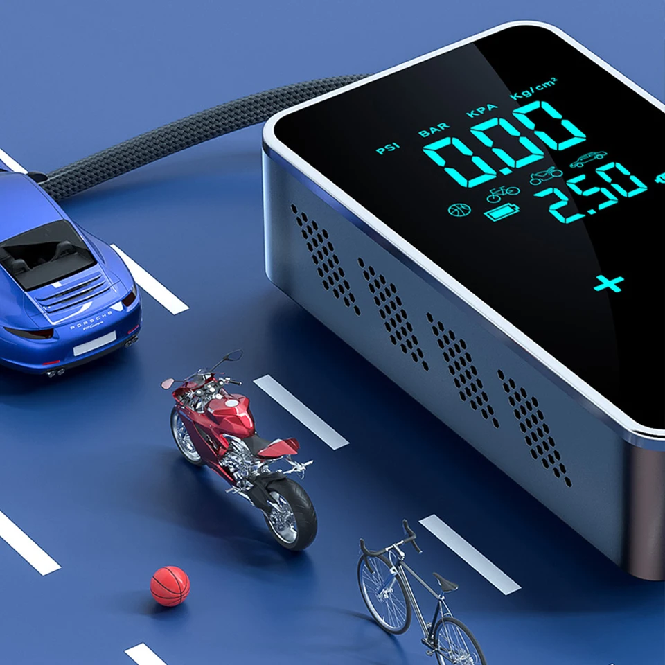 Gonfiatore Portatile Per Auto 150 PSI | Compressore D'aria Wireless Con Display LCD | Pompa Elettrica Per Pneumatici Moto, Bici E Palloni