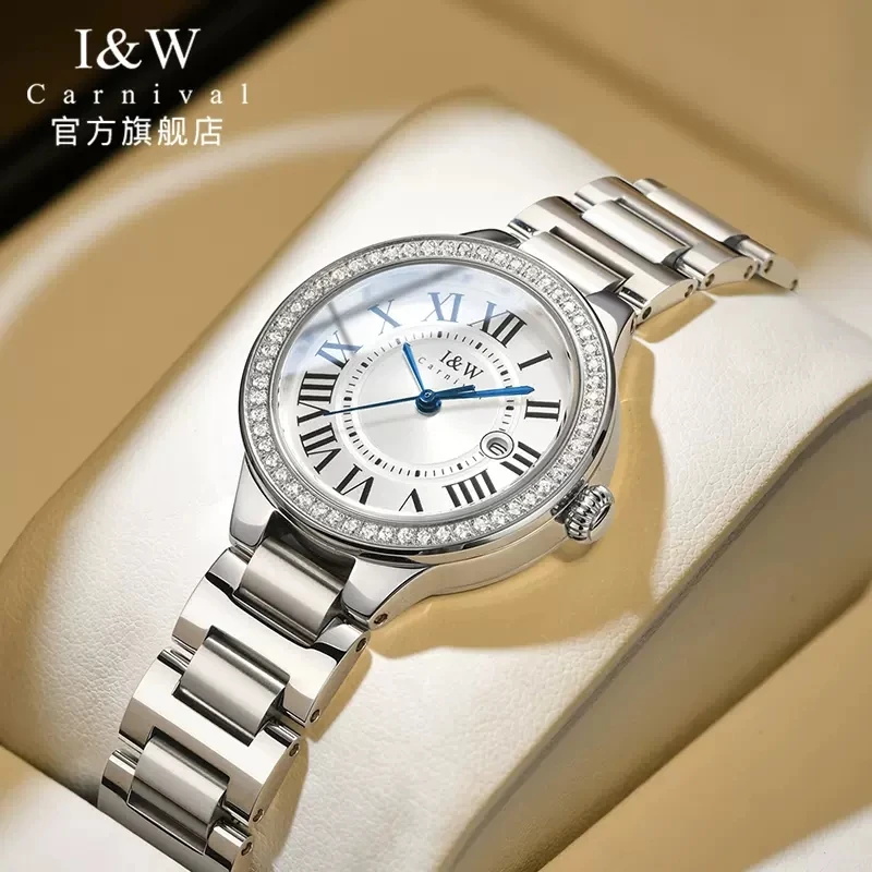 

CARNIVAL Brand Fashion Watches for Women Ladies Luxury Stainless Steel Dress Quartz Wristwatch Waterproof Clock Reloj Mujer 2023