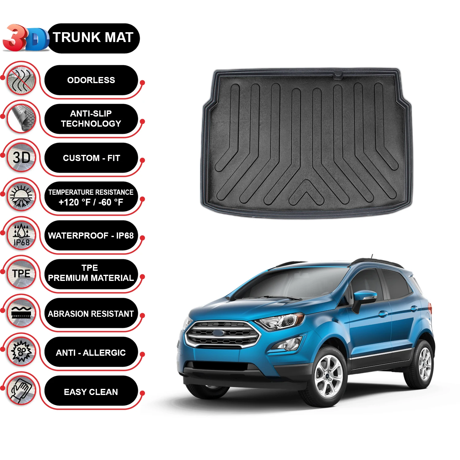 

Ford Ecosport 2017-2022 Cargo Liner Rear Trunk Floor Mat