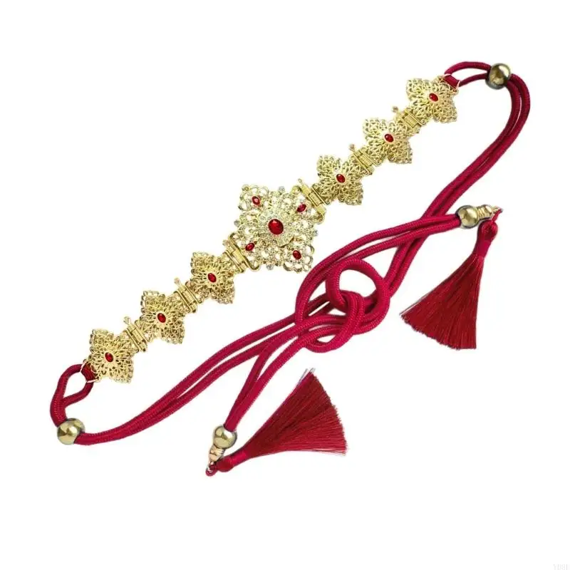 Funkelnde, mit Strasssteinen verzierte, verstellbare Metallgürtel-Taillenmieder marokkanischen Stil für Partykleidung Y08E – Detail 7