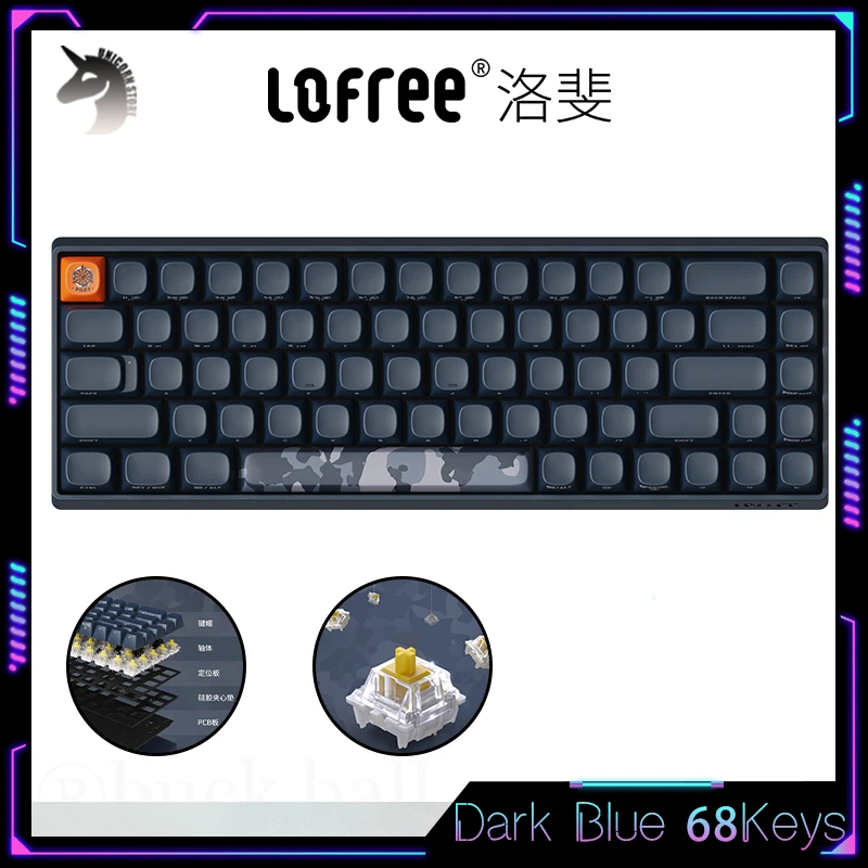 

Lofree клавиатура темно-синяя 68 100 клавиш механическая клавиатура Беспроводная Bluetooth Hotswap для ноутбука игровые аксессуары офисные подарки