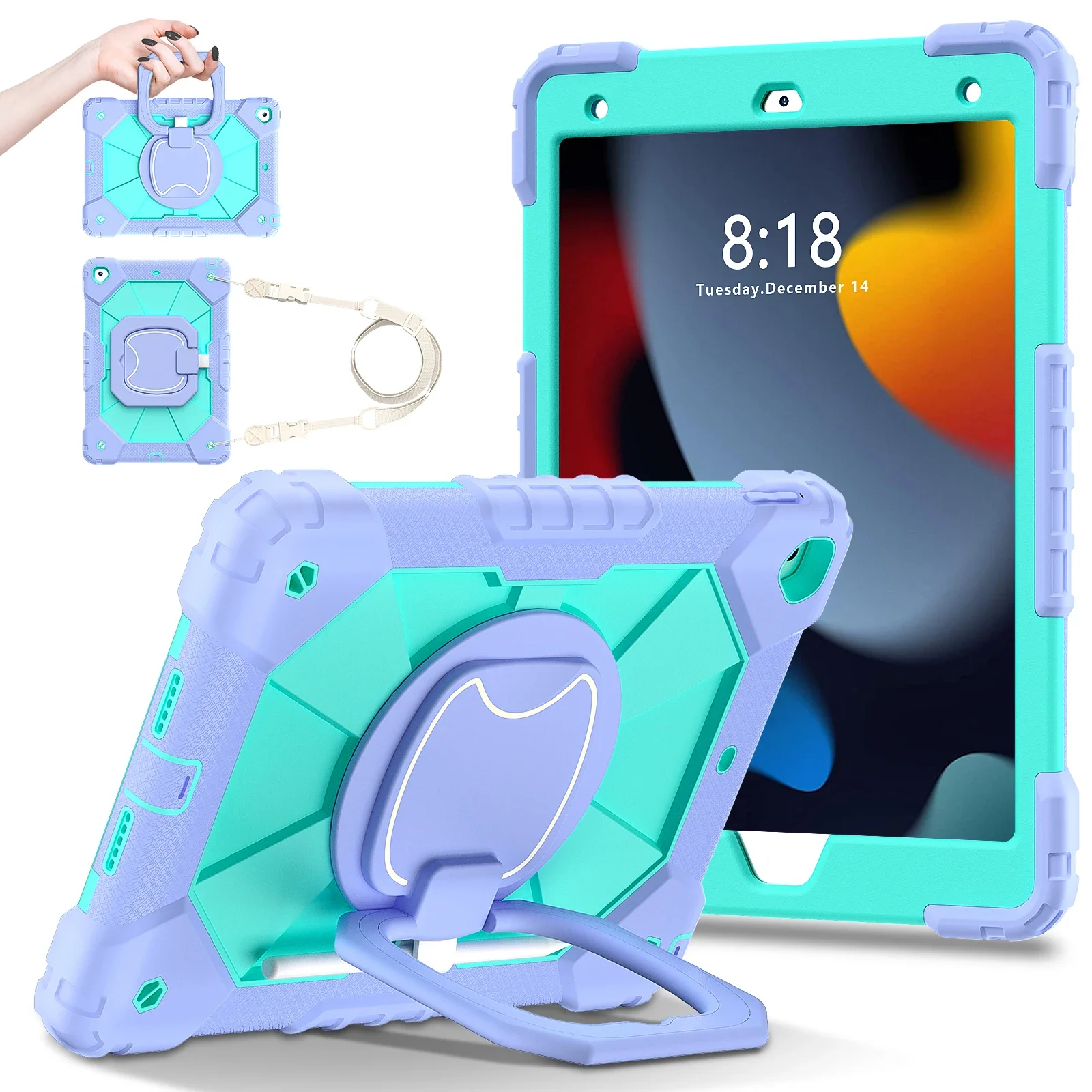 Heavy Duty Shock-Resistant Rotating Stand Tablet Case Cover