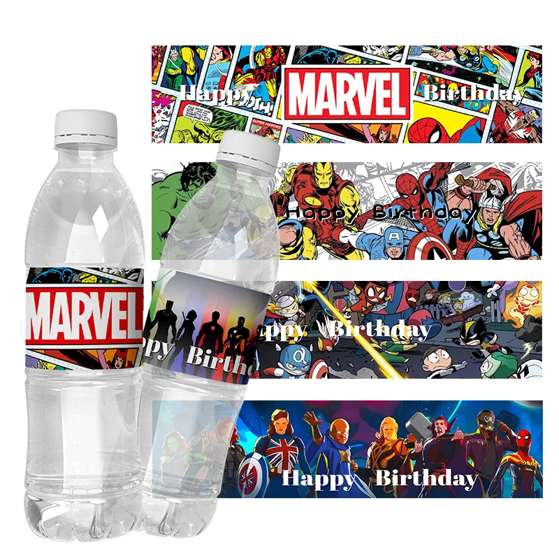 6pcs Custom Disney Super Hero Theme Water Bottle Wine Labels Stickers Wraps  Kids Baby Shower Birthday Party Decorations Supplies - Party & Holiday Diy  Decorations - AliExpress