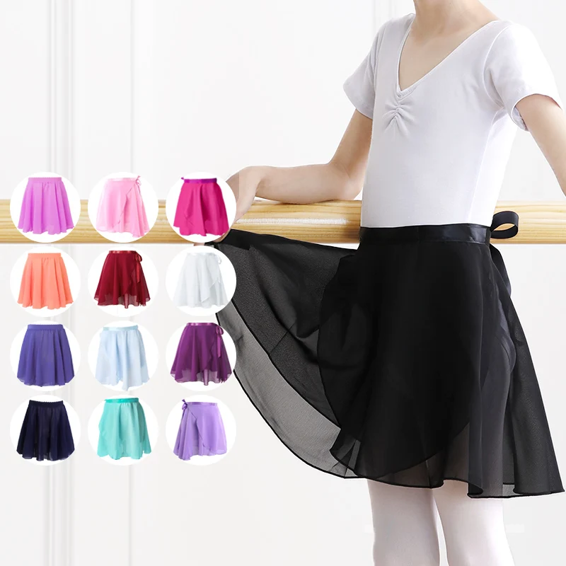 Girls Women Chiffon Ballet Dance Tutu Skirt Women Girls Gymnastics Wrap Skirt Training Ballet Skirts