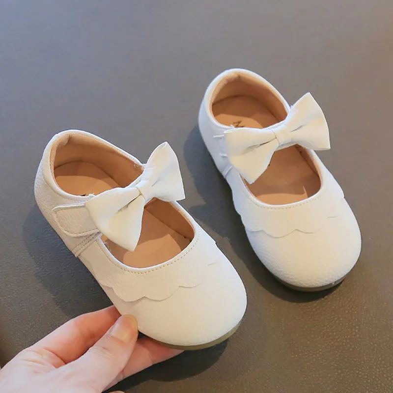 

Girls Shoes Leather Dress Shoes Mary Jane Big Butterfly Princess Shoes Dot High Top Kids Shoes Child Toddlers Autumn Black White