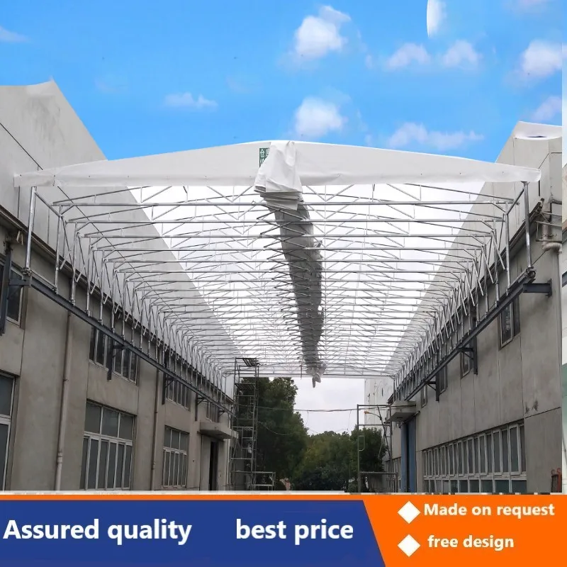 Basketball court roof electric push-pull shed retractable awning roof track awning swimming pool electric