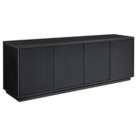 Rectangular TV Stand 75" TVs Black Grain Finish Sturdy MDF/PVC Construction Contemporary Style Cabinet Easy Assembly 100.31 lbs) 1
