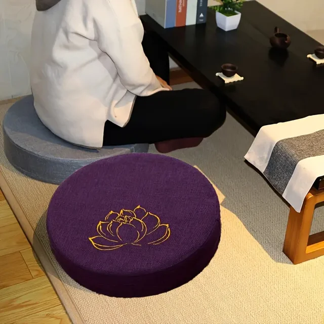 Coussin en lin pour Yoga et méditation, 40x6cm, Texture de Lotus dure, coussin de méditation, oreiller de dossier, tapis Tatami amovible et lavable 3