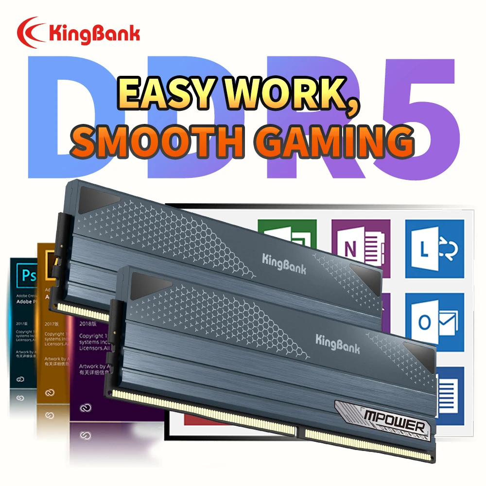 KingBank Black DDR5 Memory 32GB (16GBx2) 7600MHz CL36 High