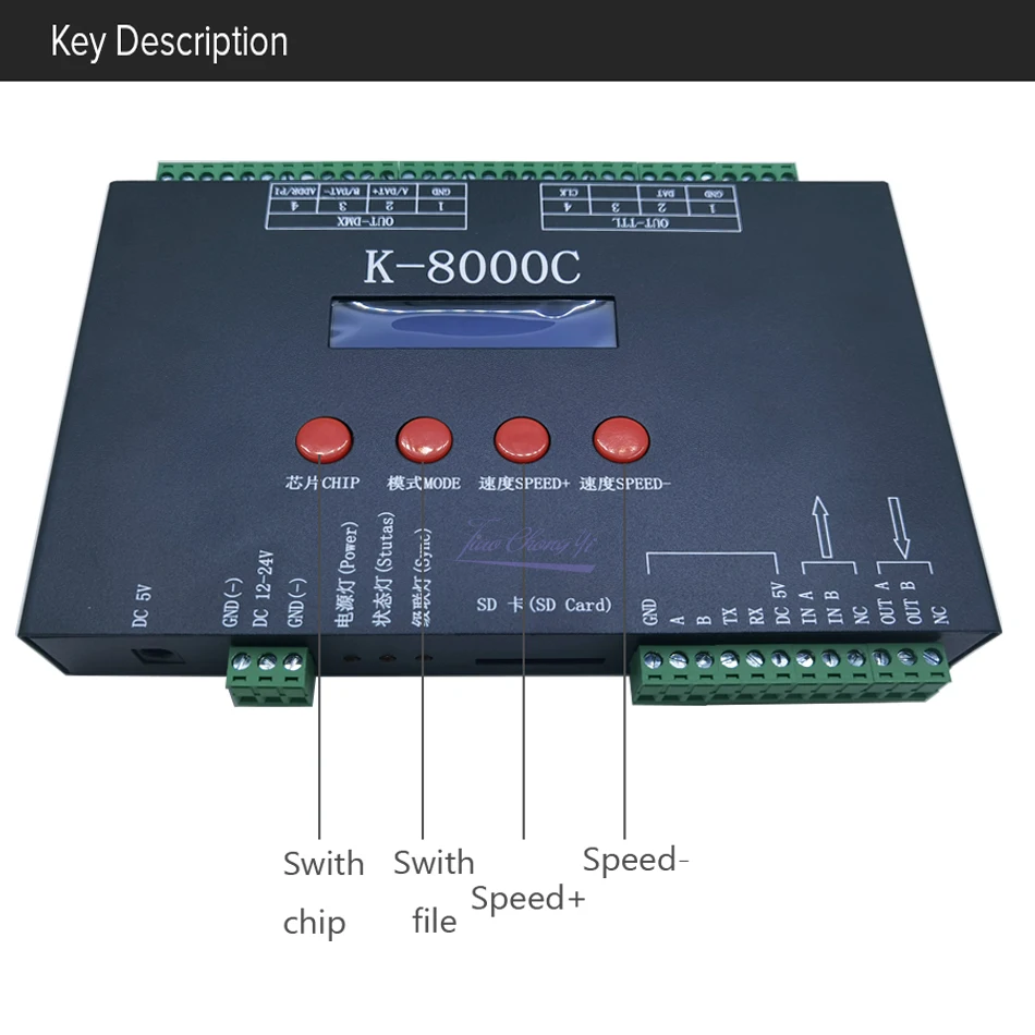 K8000C DMX512 LED Pixel RGB Color K-8000C Controller DC5-24V Full Color Controller For WS2811 WS2812 SK6812 LED strip LED Module