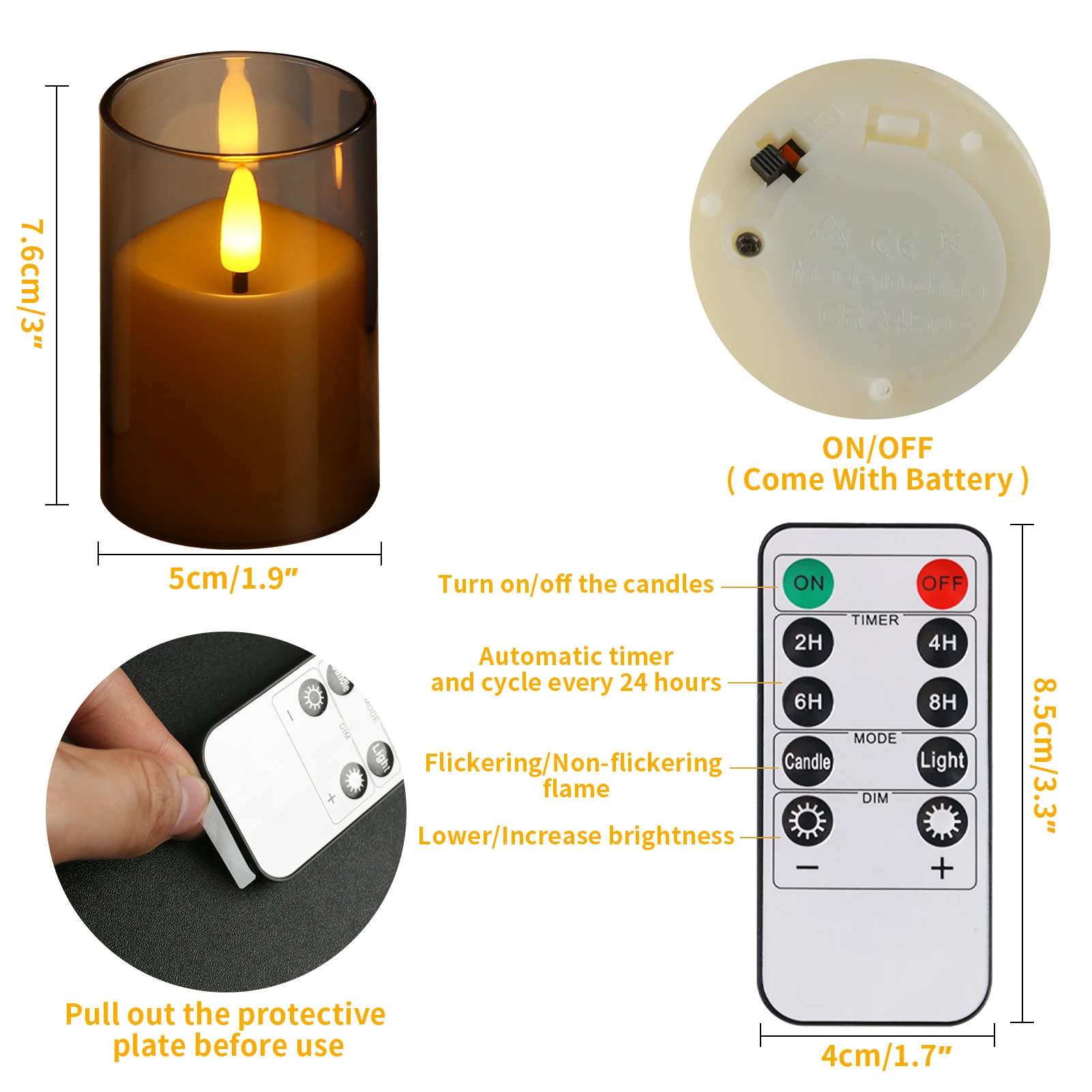 طقم شموع LED أكريليك بلهب ثلاثي الأبعاد – قطعتان أو 3 قطع – صورة 2