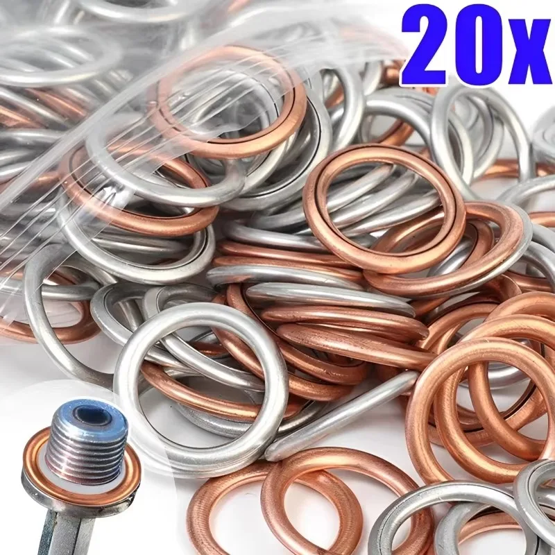 Oil Drain Plug Gasket Car Oil Pan Drain Gasket Drainage Bolt Pad Aluminum Copper Oil Drain Plug Gasket Replaceable Accessories for Volkswagen Audi