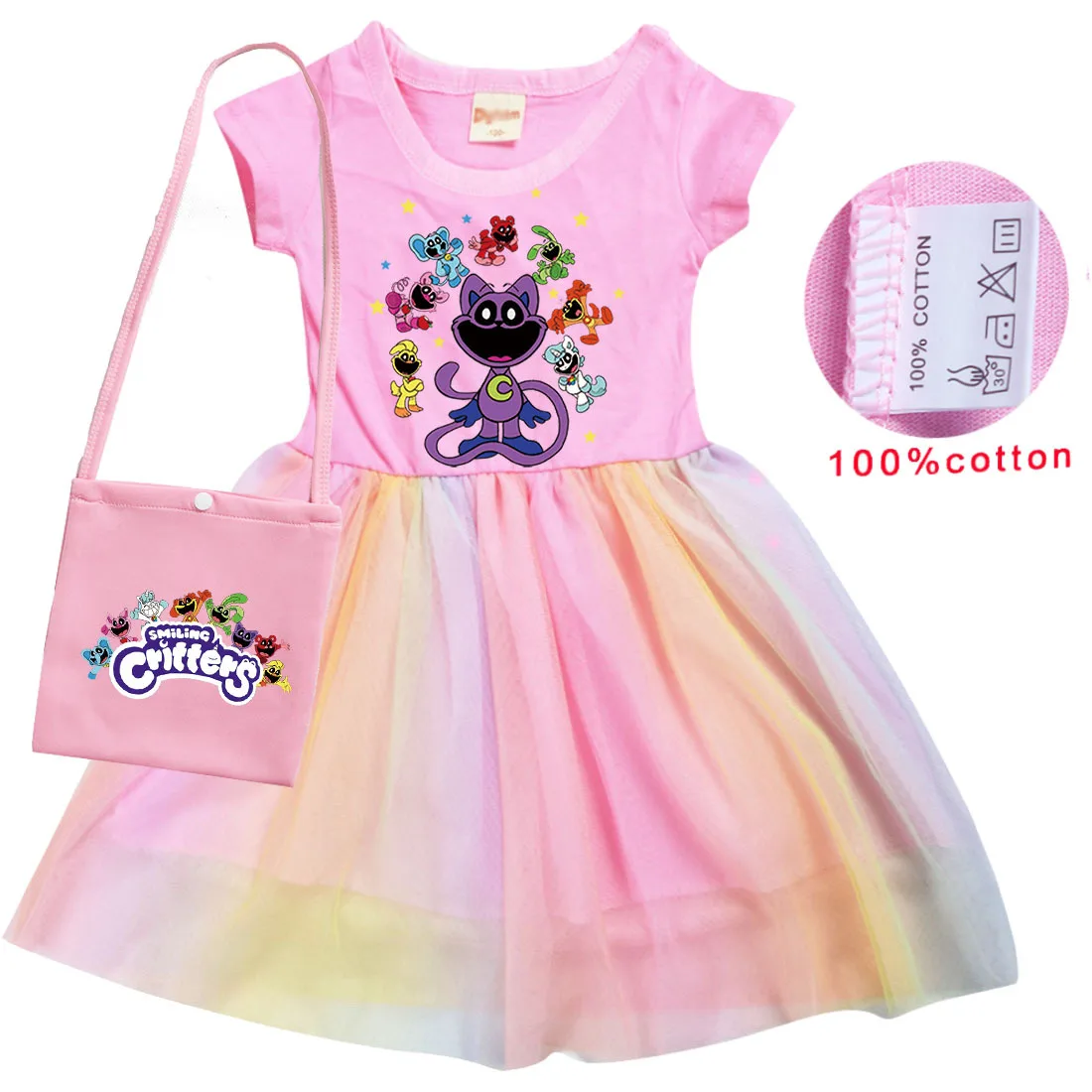 Smiling Critters Catnap Baby Cat Tastic Cosplay Costumes Girls Dresses Kawaii Kids Princess Dress with Bag Birthday Party Gifts