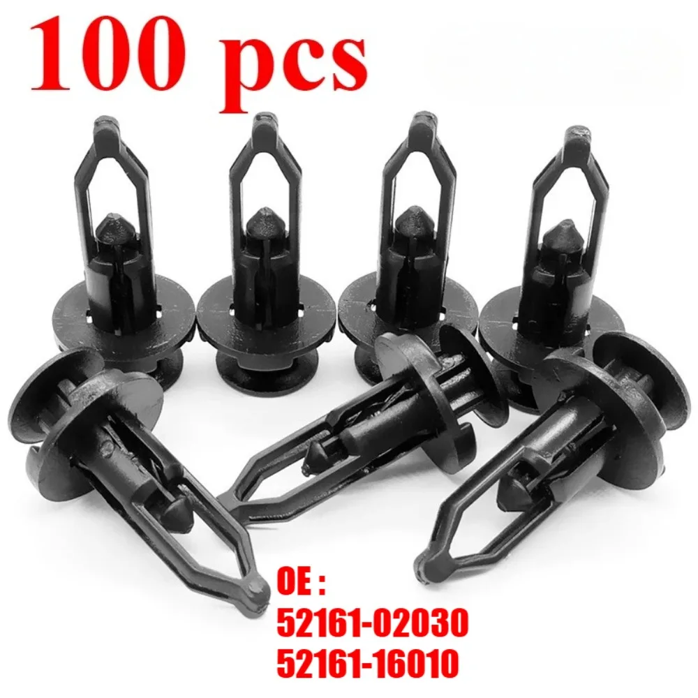 Car Bumper Rear Cover Push-type Clamp 9mm 100 pcs Black Plastic Fixed Clip For Toyota 52161-16010 52161-02030 Auto Door Clips