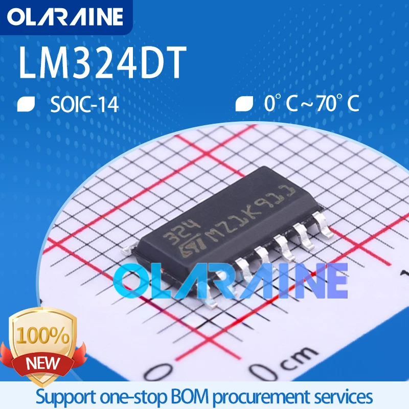 

5-100Pcs LM324DT SOIC-14 SMD Operational amplifier Low power 1.3 MHz 100 nA
