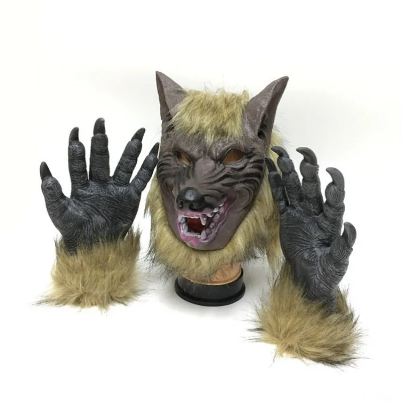 

Horror Legend Organism Wolf Mask Cosplay PVC Headgear Animal Werewolf Claw Set Scary Devil Halloween Masquerade Party Costume