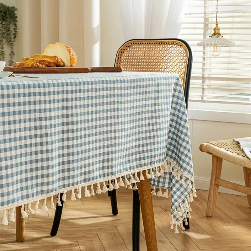 

Plaid tablecloth fresh plaid tablecloth simple rectangular thickened tea table cover table cloth green