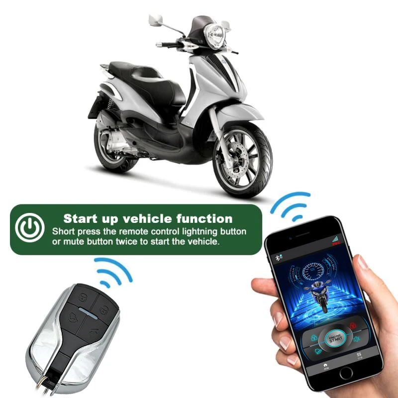 Alarme antivol pour moto Bluetooth, détecte automatiquement les opérations du téléphone portable, démarrage à une touche, verrouillage antivol à induction PKE 4