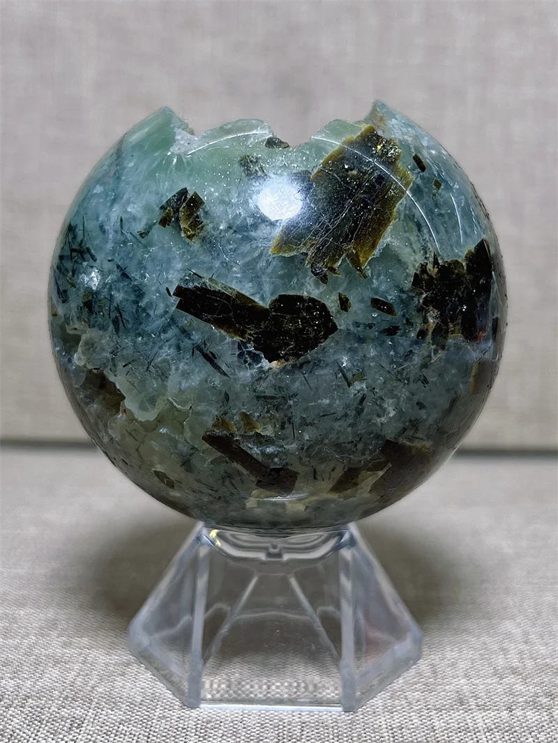 

Натуральная Сфера прена с зеленым турмалином, Бесплатная форма, резьба, восстанавливающая искусство, изысканный подарок