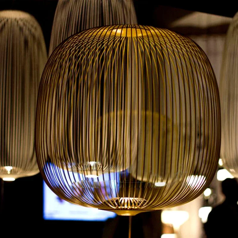 Nordic Remote Foscarini Spokes LED Pendant Lights Industrial Lamp Bird Cage Chandelier Dining Room Living LOFT LED Hanging Lamp 5
