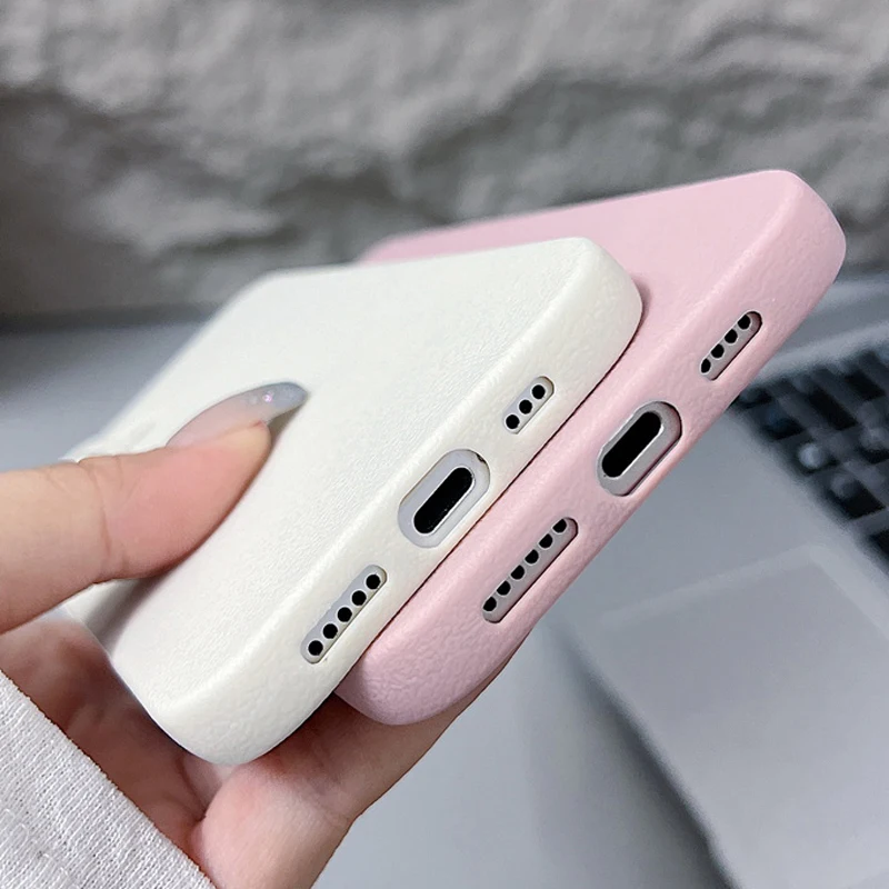 Matte Leather Texture TPU Soft Silicone Phone Case - Solid Color Back Cover