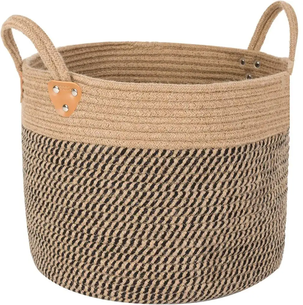 

Blanket Basket Storage Basket Bohemian Cotton Rope Housewarming Jute Material Large Handle Multipurpose With Handle