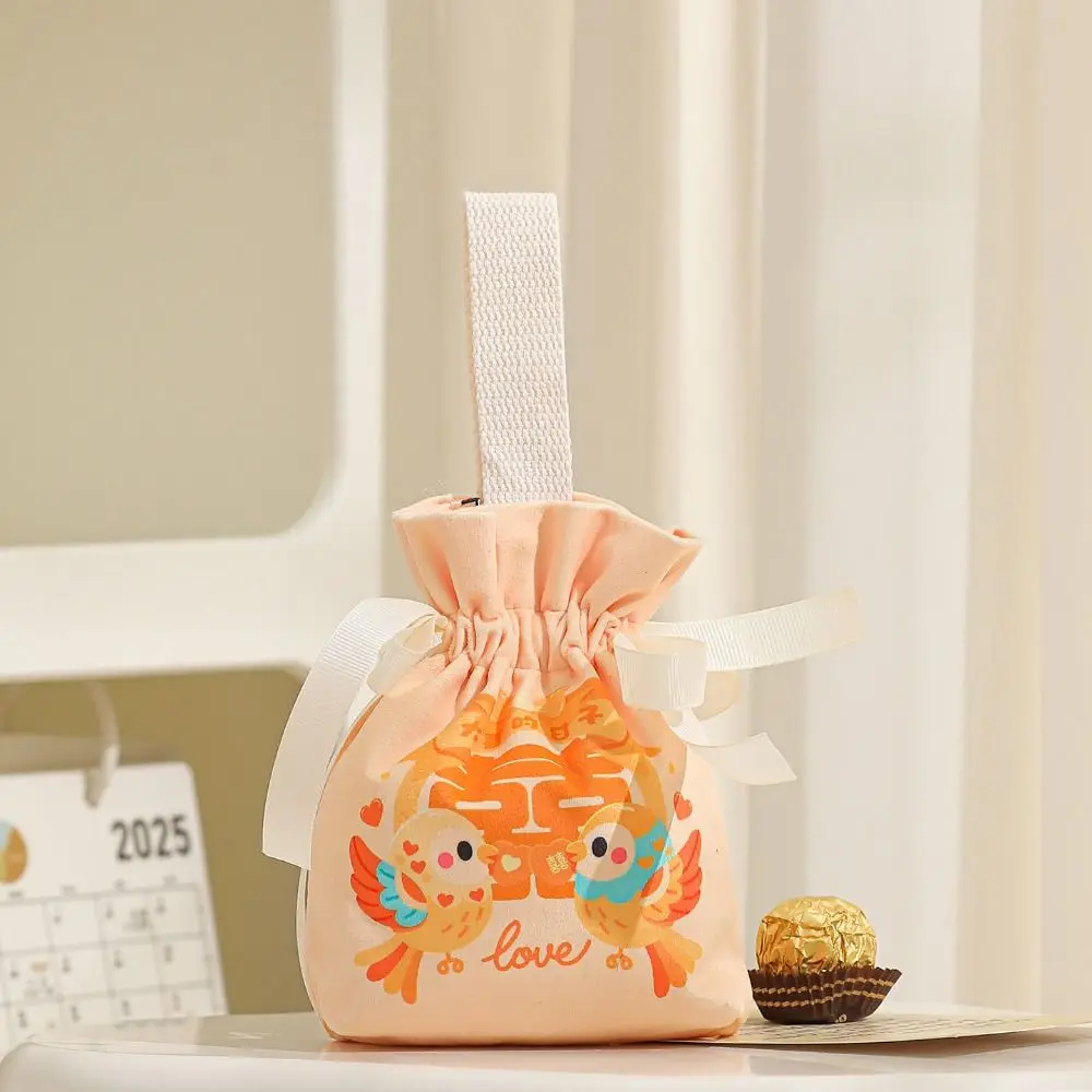 Jewelry Canvas Wedding Candy Bag Bowknot Tassels New Year Gifts Bag Flower Spring Festival Chinese Style Handbag Birthday
