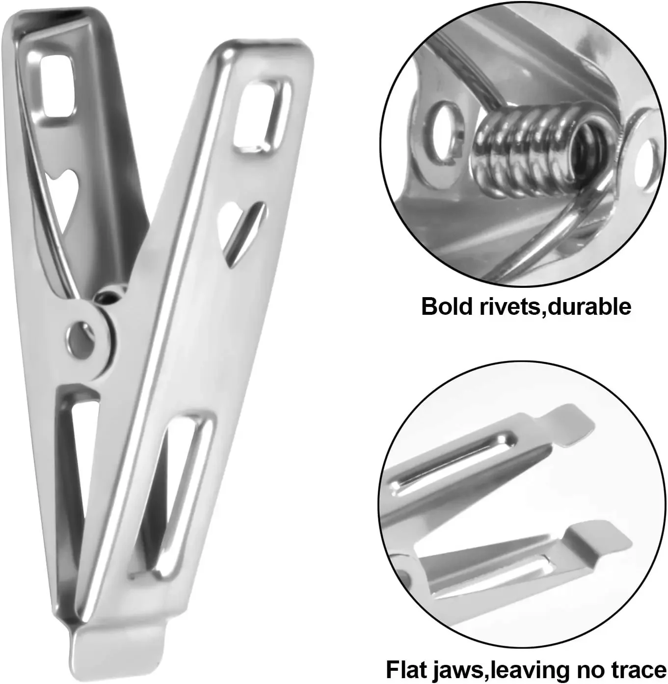 Stainless Steel Clothespins 10Pcs Stainless Steel Clothes Pegs Heart Shape Metal Laundry Clothes Clips Peg Multifunction Clothespins with Strong Clamp